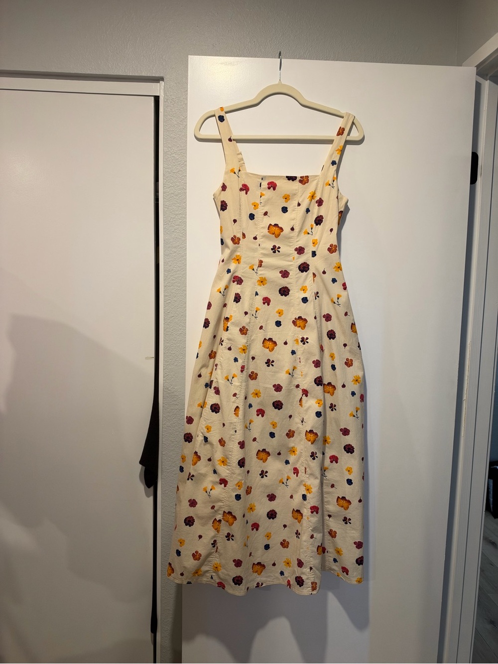 Abercrombie & Fitch Cream Midi Dress with Yellow and Purple Floral Print